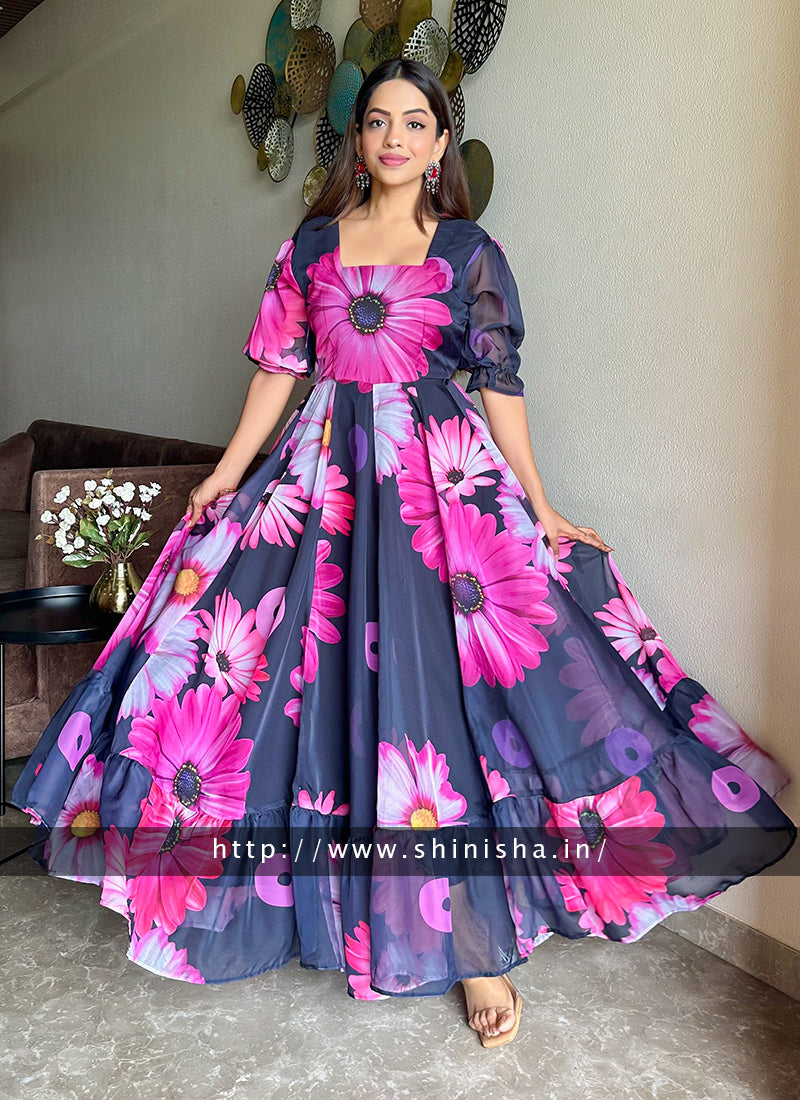 Maroon Pleated Party Wear Maxi Dress – Trendy Divva